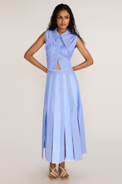 Rosani Blue striped crop top ROSAAUG26D151644