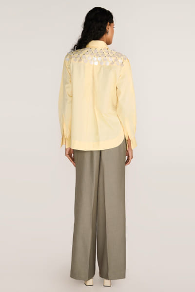 Rosani Pale lemon sequin embroidered shirt ROSAAUG26D151643