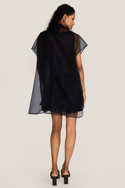 Rosani Black crochet organza shirt ROSAAUG26D151633