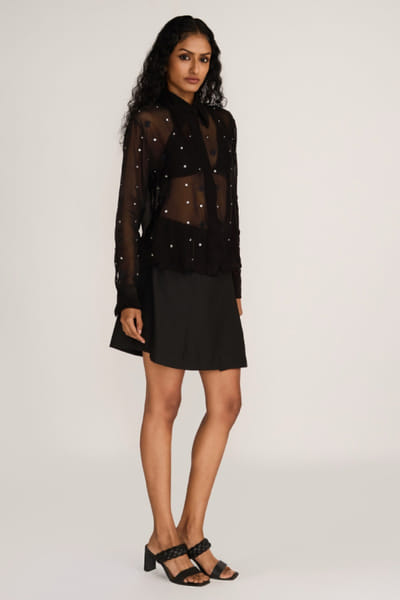 Rosani Black thread embroidered shirt ROSAAUG26D151638