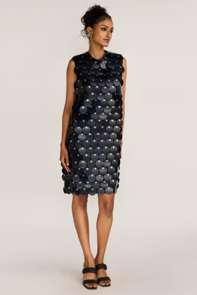 Rosani Black disc embellished dress ROSAAUG26D151645