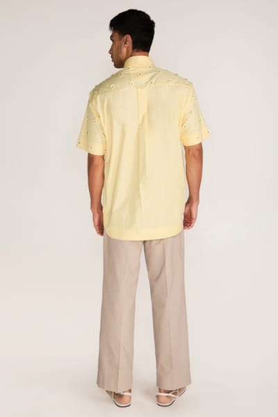 Rosani Lemon yellow laser-cut shirt ROSAAUG26D152364