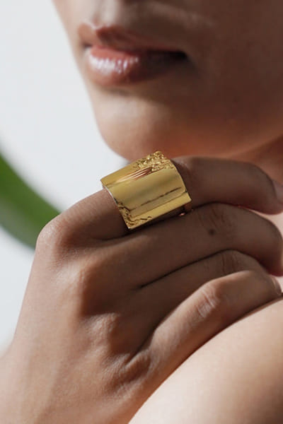 Gold textured statement ring