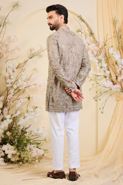 Kasbah Beige floral embroidered kurta KASBJUL26D150148
