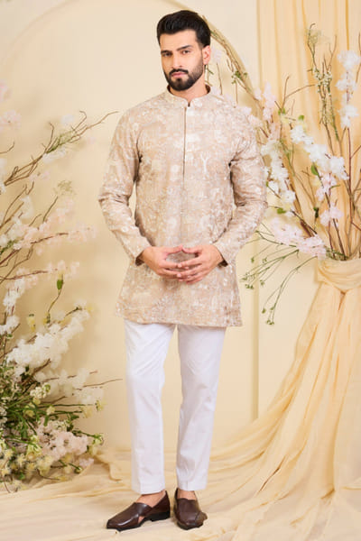 Kasbah Beige floral embroidery kurta KASBJUL26D150154