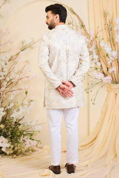 Kasbah Beige floral-embroidered kurta KASBJUL26D150153