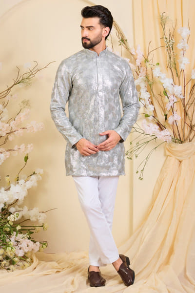 Kasbah Silver sequin embroidered kurta KASBJUL26D150103