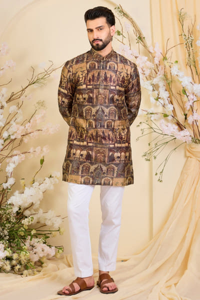Kasbah Multicolour printed aari embroidered kurta KASBJUL26D150102