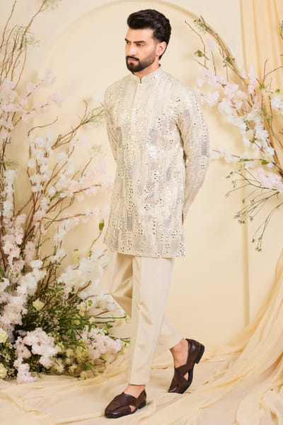 Kasbah Gold mirror embroidered kurta KASBJUL26D150152