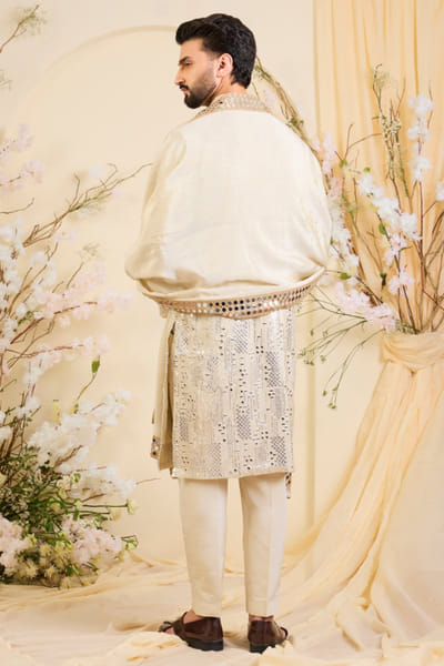 Kasbah Gold sequin embroidered kurta and stole KASBJUL26D150098