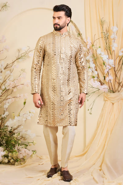 Kasbah Gold thread embroidered kurta KASBJUL26D150108