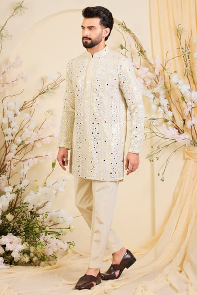 Kasbah Gold mirror embroidered kurta KASBJUL26D150106