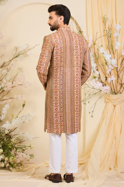 Kasbah Pink printed zari embroidered sherwani KASBJUL26D150126