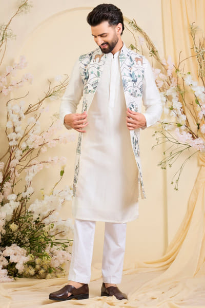 Kasbah White sequin embroidered open jacket KASBJUL26D150121