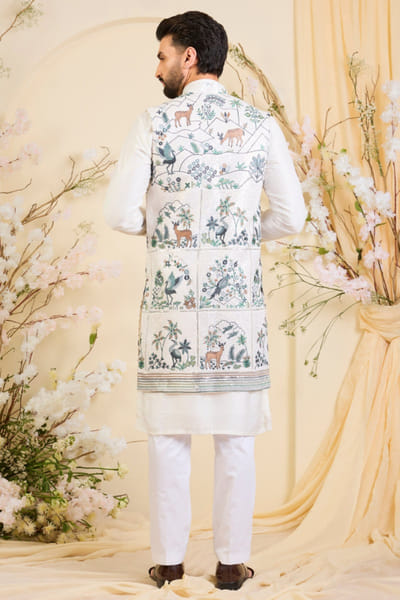 Kasbah White sequin embroidered open jacket KASBJUL26D150121