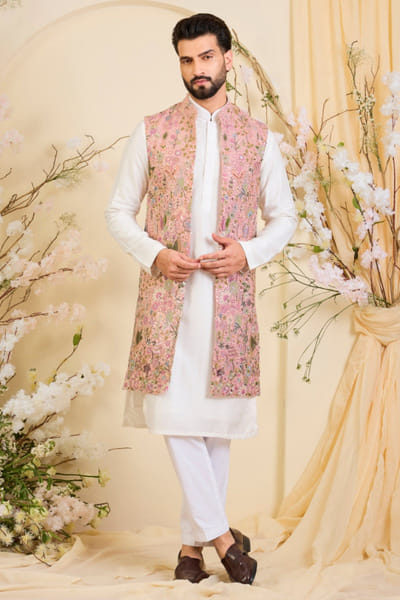 Kasbah Pink sequin embroidered open jacket KASBJUL26D150118