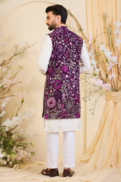 Kasbah Purple floral embroidered open jacket KASBJUL26D150149