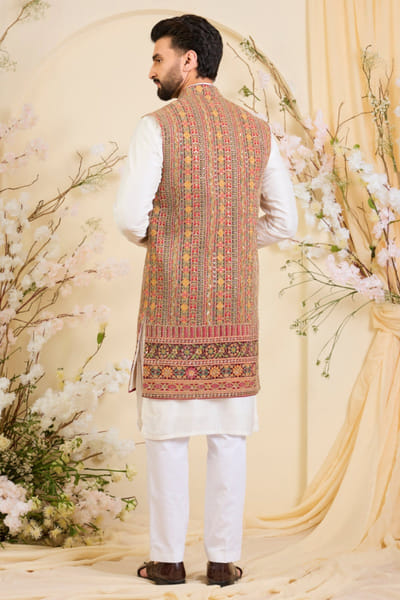 Kasbah Pink zari embroidered open jacket KASBJUL26D150125