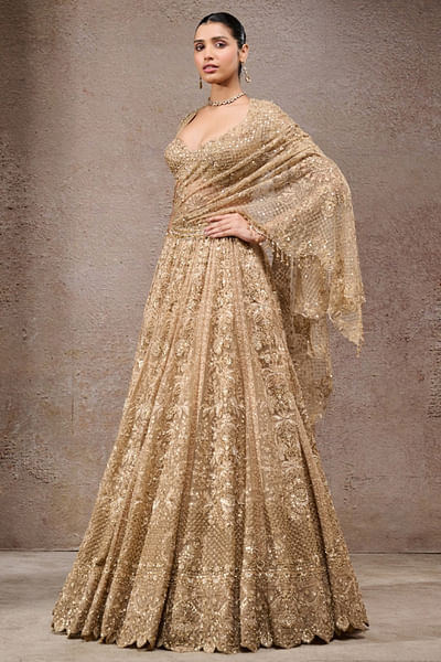 Gold embroidery lehenga set