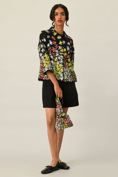 Black embroidered short jacket