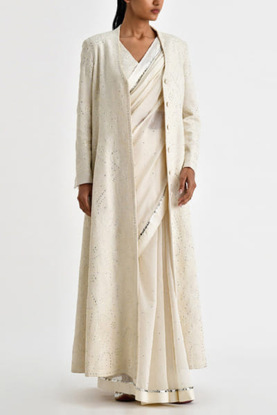 Ecru floral embroidered jacket