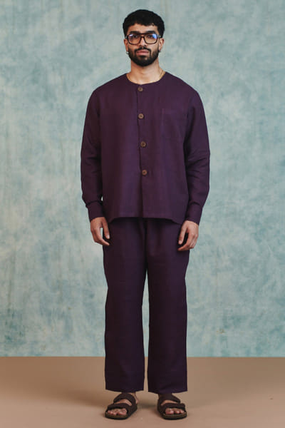 Saphed Plum linen lounge pants SAPHJUL26D150085