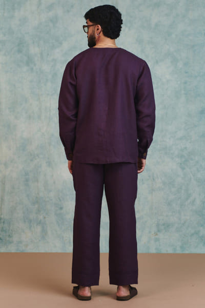 Saphed Plum linen lounge pants SAPHJUL26D150085