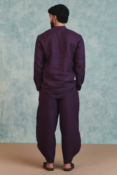 Saphed Plum linen kurta SAPHJUL26D150081