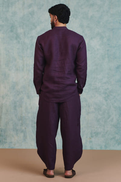 Saphed Plum linen kurta set SAPHJUL26D150080