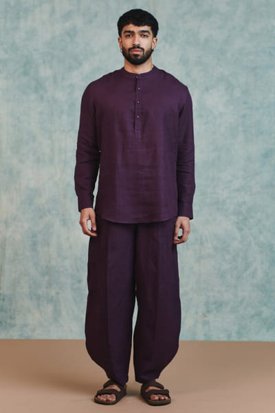 Saphed Plum linen barrel pants SAPHJUL26D150082