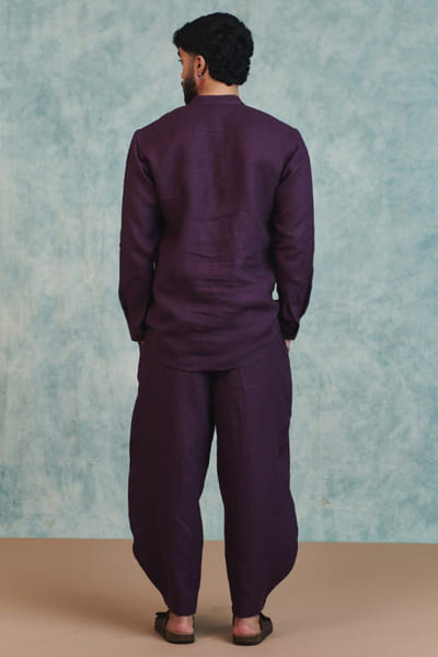 Saphed Plum linen barrel pants SAPHJUL26D150082