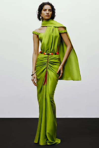 Lime green off shoulder blouse