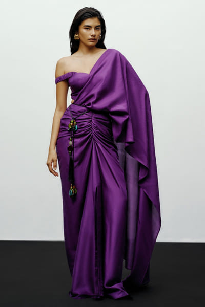 Purple off shoulder blouse