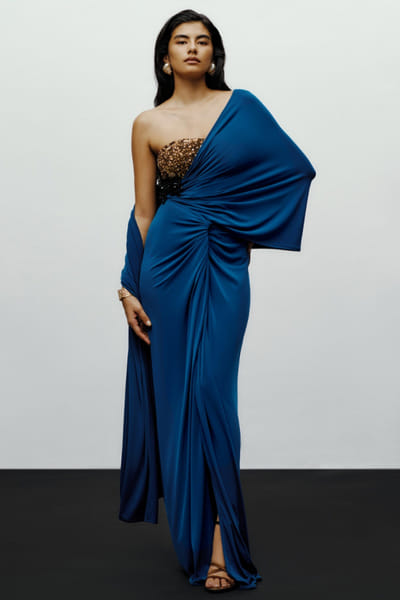 Gold sequin bustier blouse