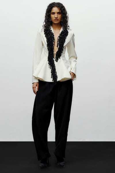 White floral beaded structured jacket