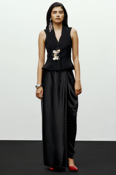 Black floral beaded structured jacket