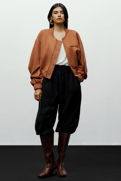 Brown suede cropped bomber jacket