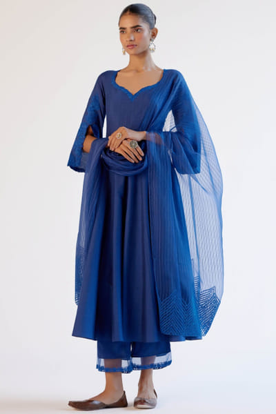 Devnaagri Blue embroidered anarkali set DEVAPR25D123428