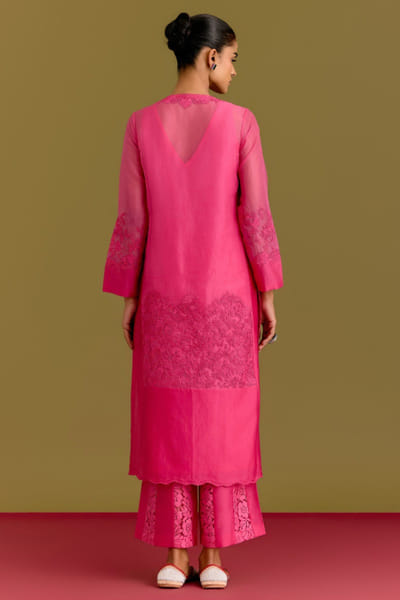 Devnaagri Fuchsia pink dori embroidered kurta set DEVNJUN26D246663