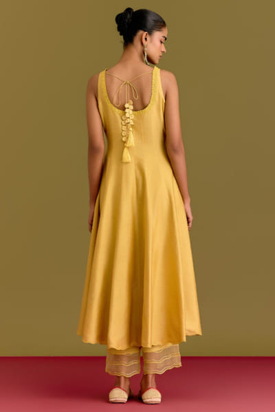 Devnaagri Yellow dori embroidered anarkali set DEVNJUN26D246668