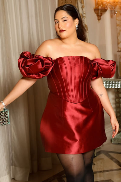 Red corset mini dress