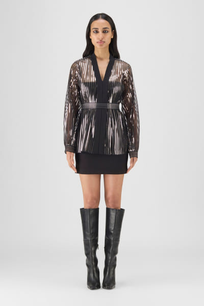 Black metallic cape jacket