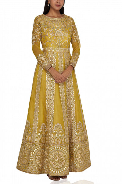 Mustard embroidered gown