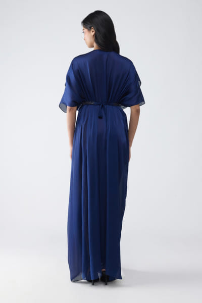 Amit Aggarwal Cosmos blue banarasi layered dress AMIDEC25D134418