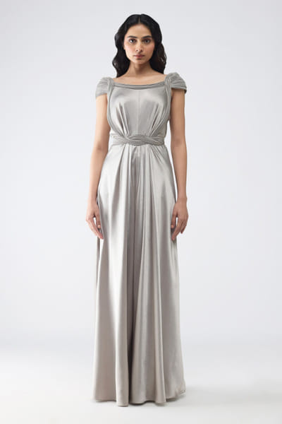 Fuchsia plum pleated jumpsuit