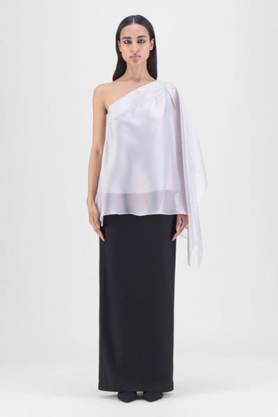 Silver metallic pleated top