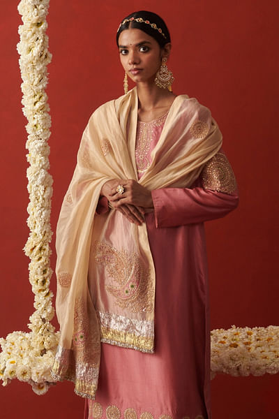 Golden sequin embroidered dupatta