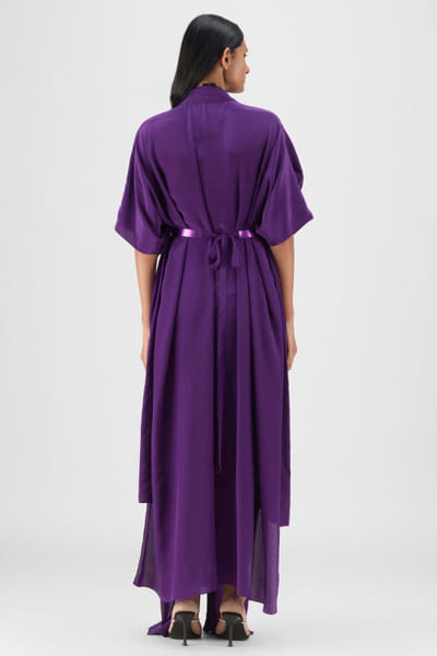 Amit Aggarwal Purple layered metallic micro pleated dress AMIDEC25D235301