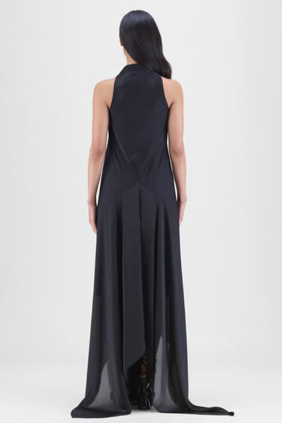Amit Aggarwal Black metallic micro pleated dress AMIDEC25D235314