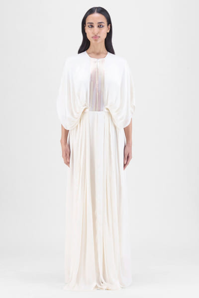 Pearl metallic handwoven layered dress